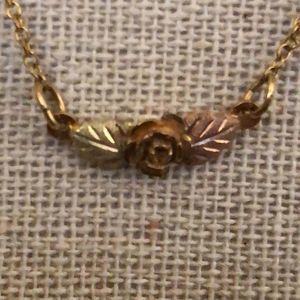 Tri-Color 10k Gold Dainty Rose Necklace